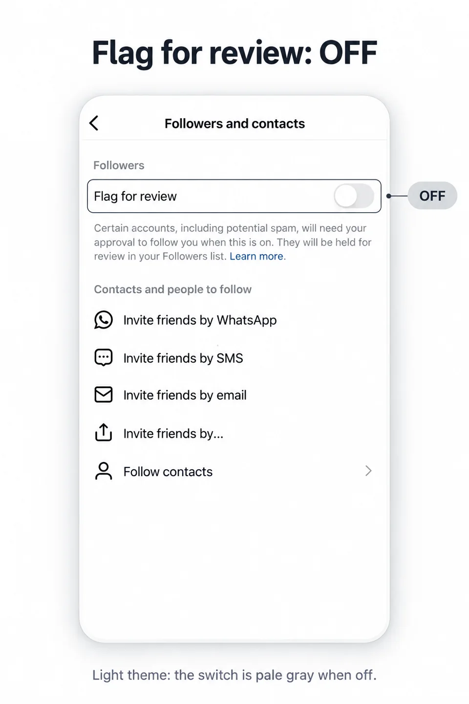 حالت خاموش Flag for review با کلید خاکستری و کم‌رنگ